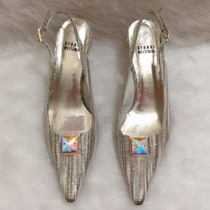 Stuart Weitzman Aurora Kitten Heels Slingbacks